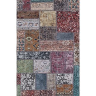 Närbild på Markiss Multi Wilton gångmatta med mjukt patchworkmönster i ljusa toner