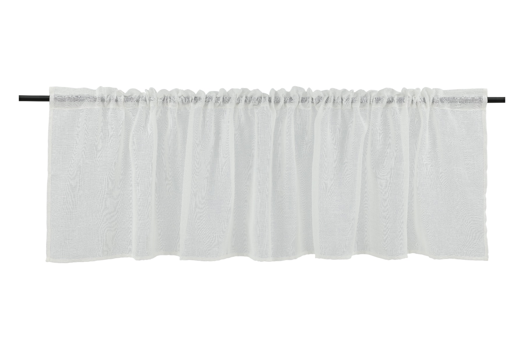 Vit gardinkappa Vardoft i linnegardin-look hängande på fönster med mjuk textur