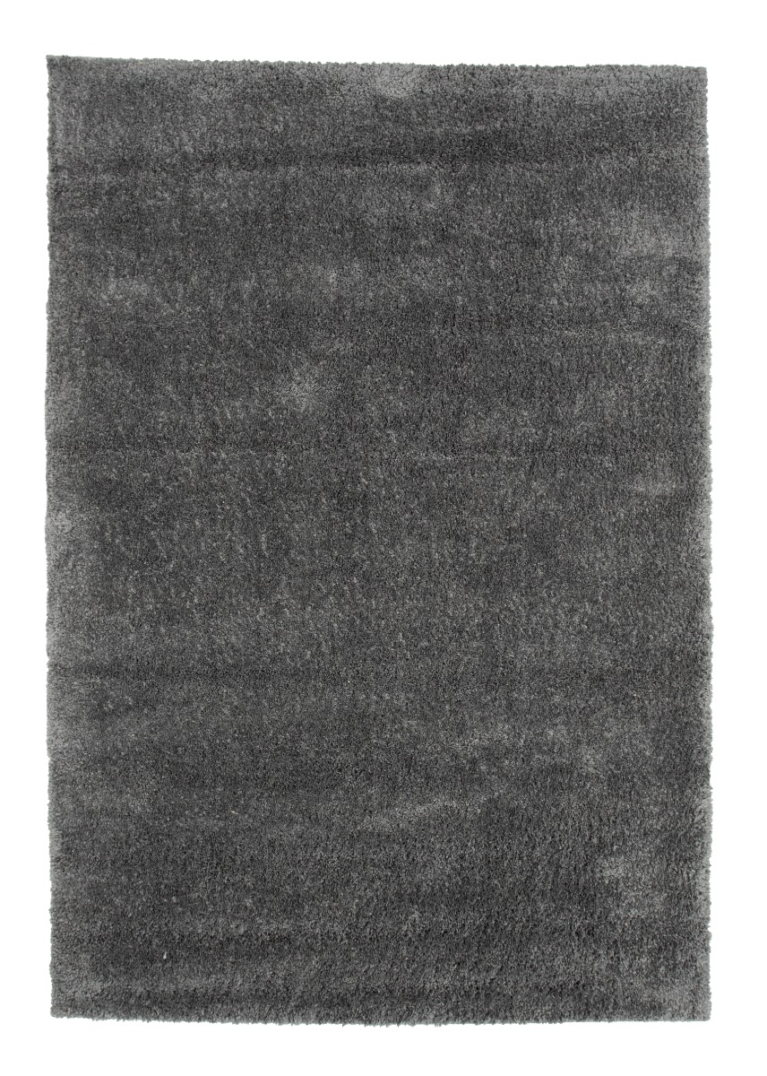 Mörkgrå polypropylen ryamatta Nora med tjock och mjuk textur