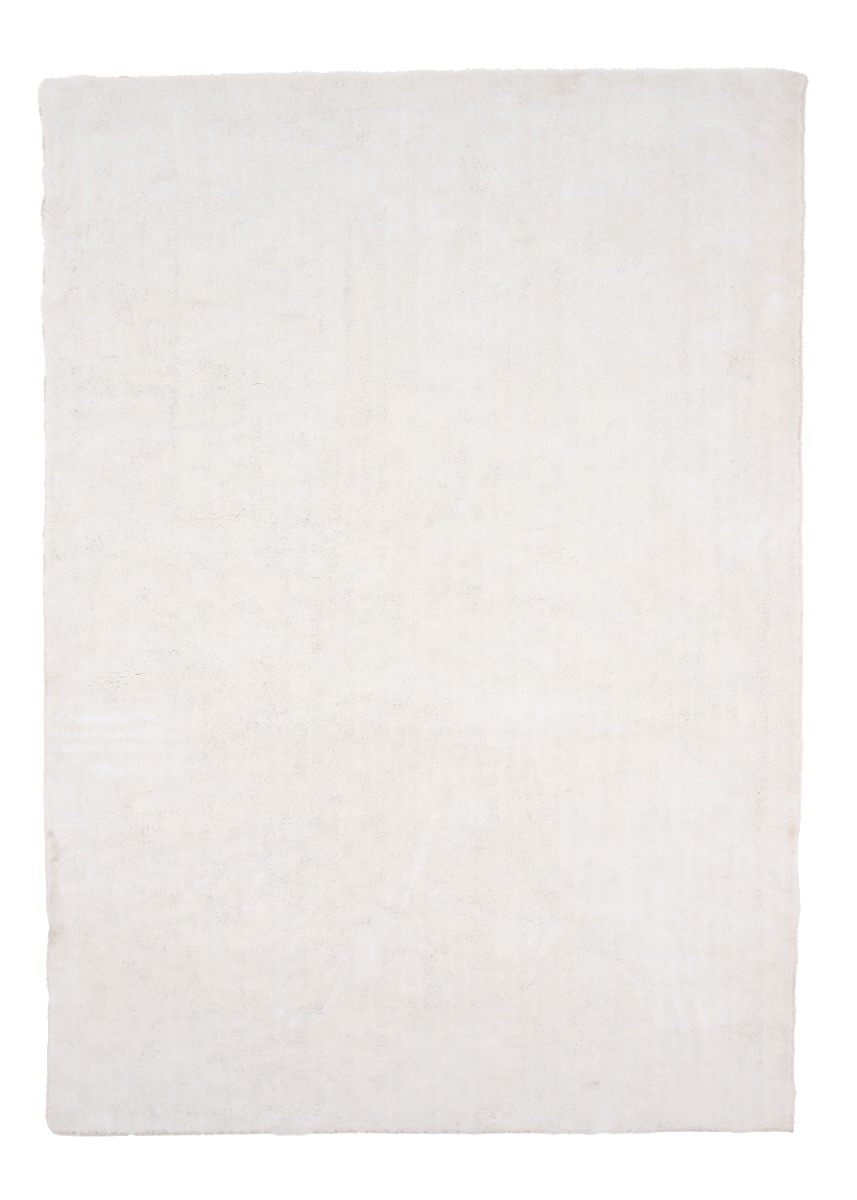 Vit ryamatta i mjukt polyestermaterial med cirka 18 mm tjocklek, elegant och stilren