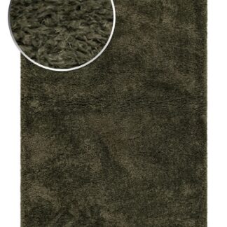 Barbet grön ryamatta med fluffig hög lugg i återvunnen polyester i vardagsrumsmiljö