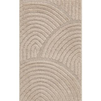 Forell linne gångmatta maskinvävd med kort lugg i neutral ton på trägolv