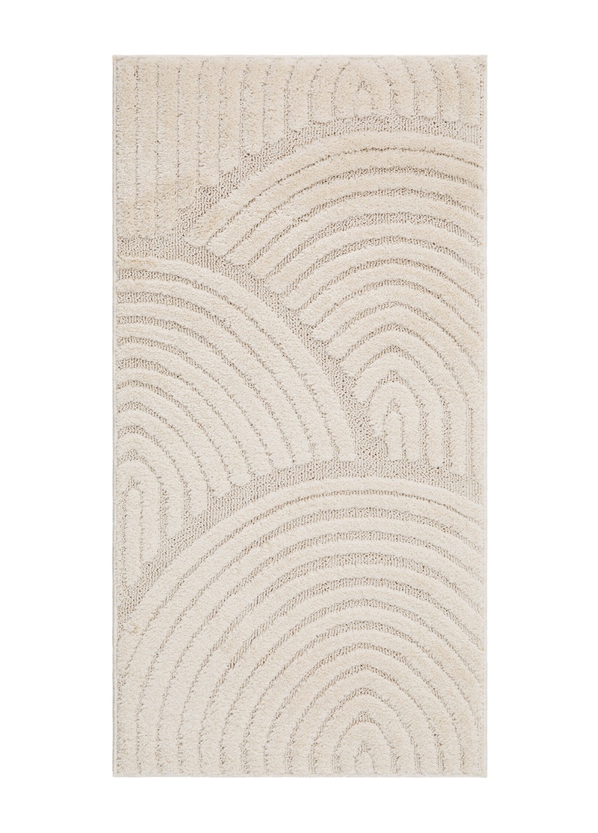 Närbild av Forell vit wiltonmatta med kort lugg och diskret struktur