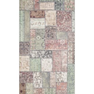 Grön mjuk chenille gångmatta Martil med halkfri undersida i hemmiljö