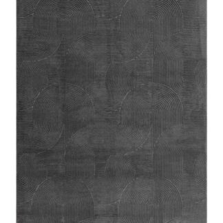 Grafitfärgad tvättbar wiltonmatta med kort mjuk lugg och subtilt mönster i elegant inredningsmiljö