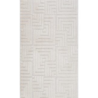 Vit modern gångmatta i polypropylen med kort skuren lugg och diskret struktur