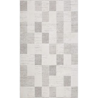 Grå och vit gångmatta Draxen med modernt mönster och juteundersida