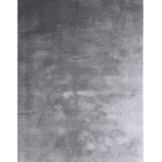 Grå ryamatta Terri med mjuk lugg och glans i vardagsrumsmiljö