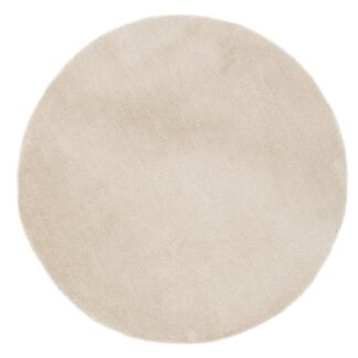 Rund Benny tvättbar matta i ljus naturfärg med mjuk microfiber yta och filtundersida