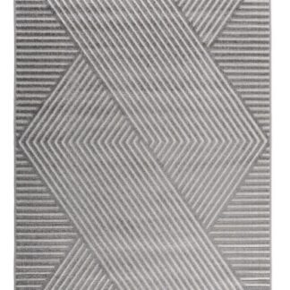 Grå Ryamatta Ariana med mjuk polypropylenlugg i elegant vardagsrumsinredning