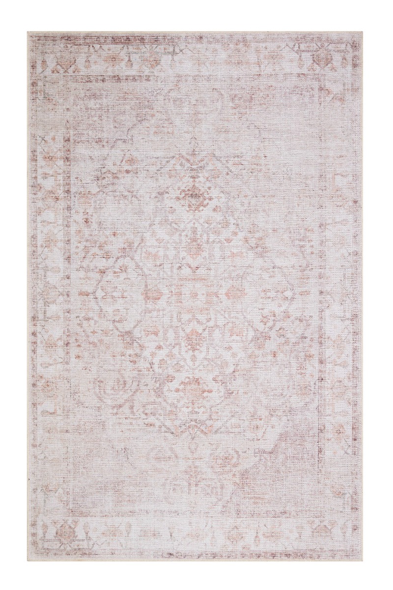 Tvättbar bomullsmatta i krämfärg med mjuk textur och bomullsbaksida