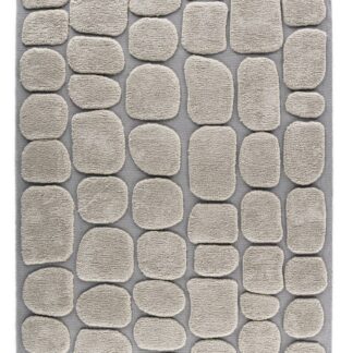 Beige Vira ryamatta i mjuk polyester med tjock fluffig textur i vardagsrumsmiljö