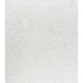 Vit ryamatta Tahan i mjuk polyesterväv med cirka 12 mm tjocklek på golv