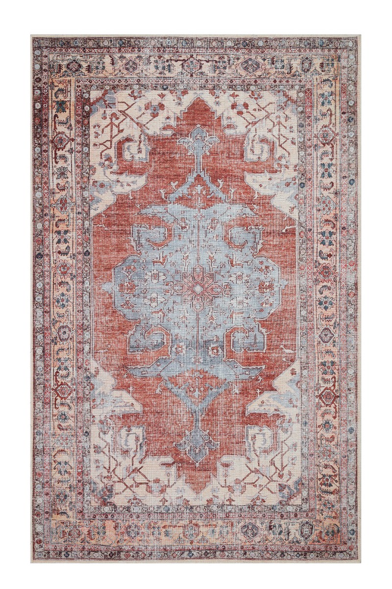 Tvättbar bomullsmatta Solmera Multi med färgstark multifärgad design och mjuk bomullsbaksida