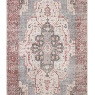 Maskinvävd multi bomullsmatta med orientaliska medaljongmönster och subtil chenilleglans