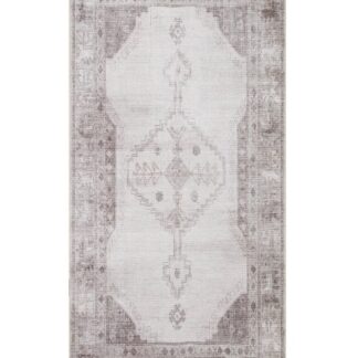 Verdun Ljus Creme chenillegångmatta med orientaliska medaljongmönster och dekorativa bårder