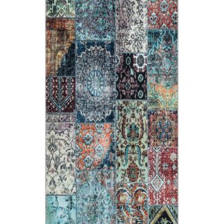 Syrah flerfärgad chenille gångmatta med tvättbar filtbaksida och sydda kanter