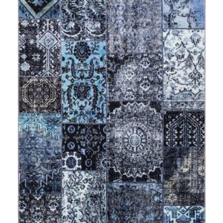 Blå chenillematta Syrah i mjuk bomull med sydda kanter och filtbaksida