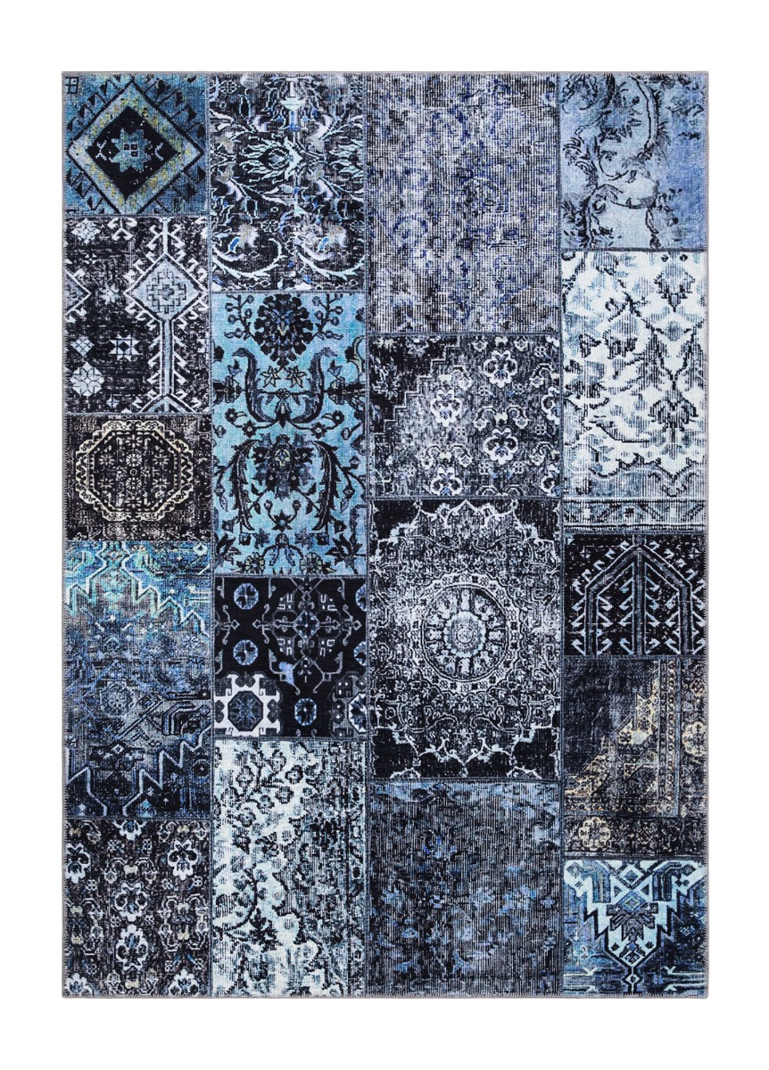 Blå chenillematta Syrah i mjuk bomull med sydda kanter och filtbaksida