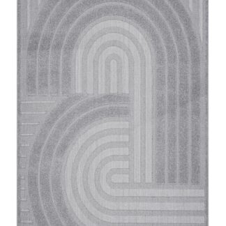 Grå Yoko matta med subtila höjdskillnader och tuftade partier i linnefärg för inomhus och utomhus