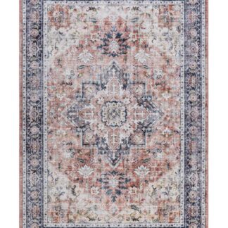 Tvättbar rosa matta med halkfri baksida och mjuk yta i hemmiljö