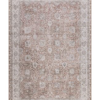 Sandfärgad tvättbar Velmorra matta med halkfri undersida i mjuk polyester