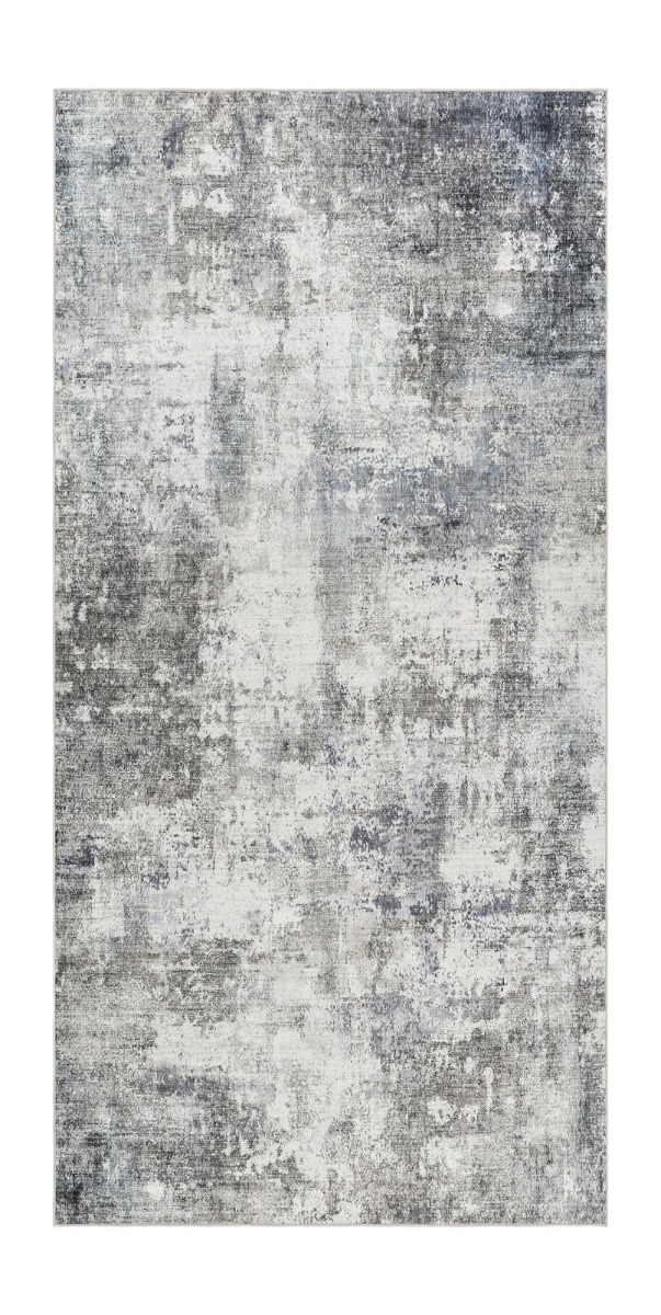 Grå gångmatta i polyester med lätt strukturerad yta och halkfri undersida