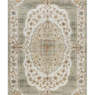 Krämfärgad tvättbar lågprofilsmatta Mirande Thalvara med subtilt mönster