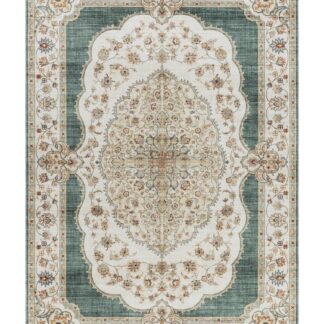 Grön tvättbar matta Mirande Thalvara med mjukt mönster och halkfri undersida