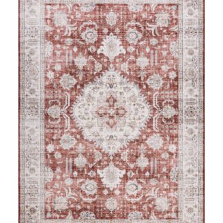 Röd lågprofilsmatta Mirande Elvaron med distinkt mönster och halkfri baksida