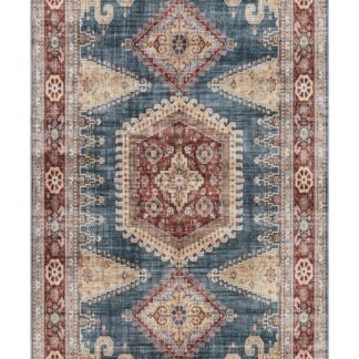 Röd Mirande Virelia gångmatta i mjuk polyester med halkskydd och ca 6 mm tjocklek