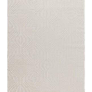 Kreativ närbild av Giron Wave creme färgad viskosmatta med texturerat mönster och lyster