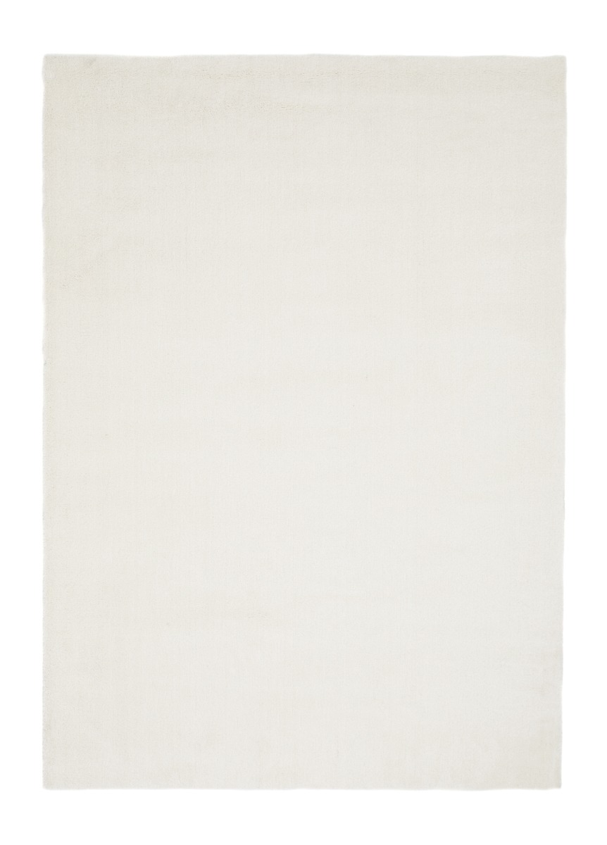 Vit tvättbar ryamatta Benny i mjuk microfiber polyester med filtundersida