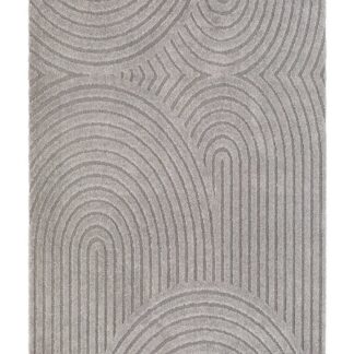 Grå Wiltonmatta med mjukt mönster och high/low-effekt i vardagsrum