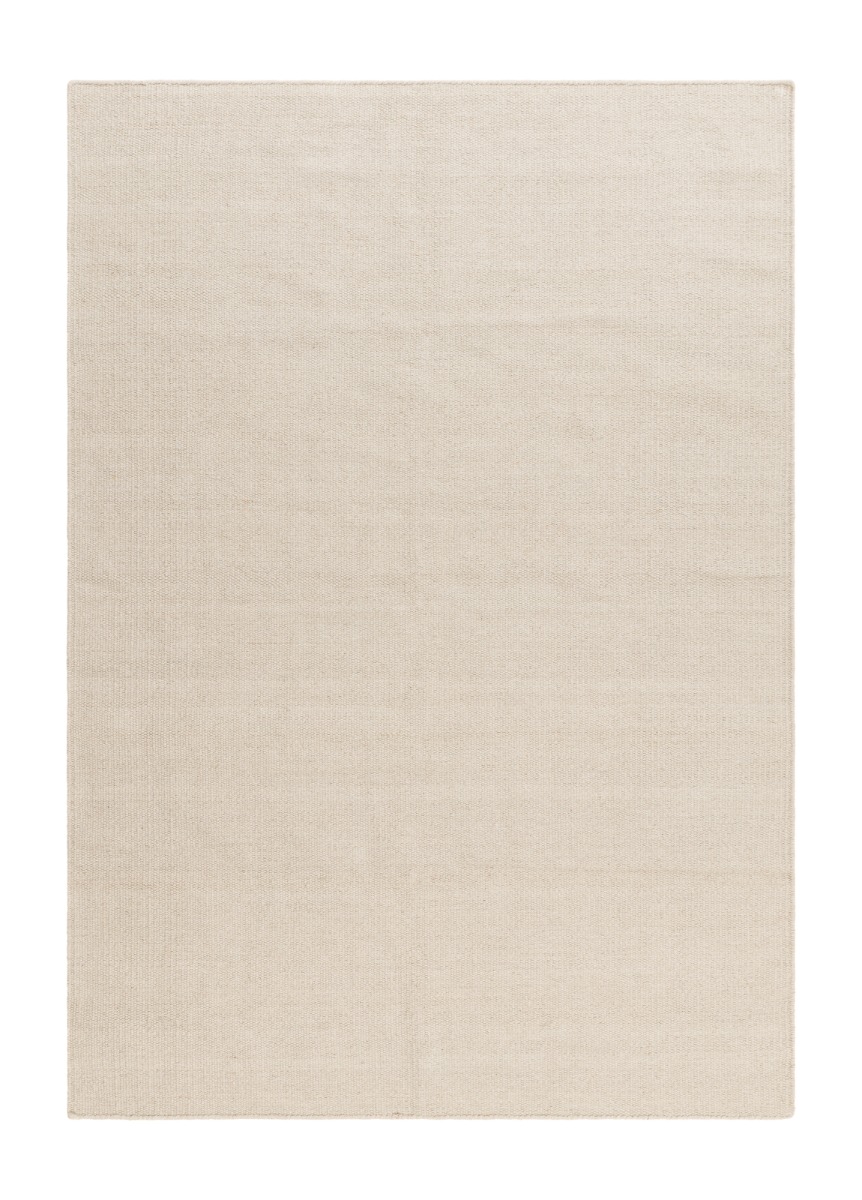 Handvävd greige ullmatta med tät väv och naturlig lyster i stilrent utförande