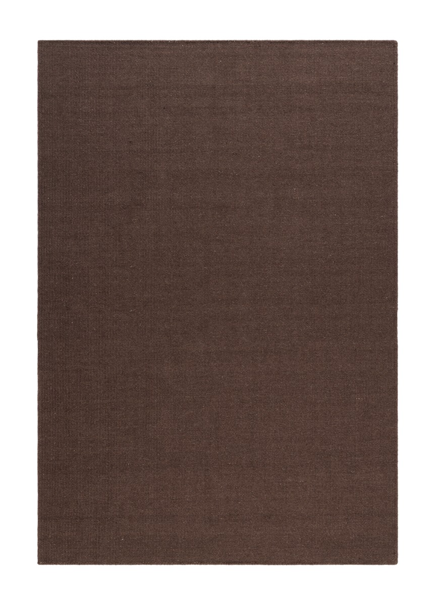Handvävd chokladbrun ullmatta med tät väv och mjuk textur