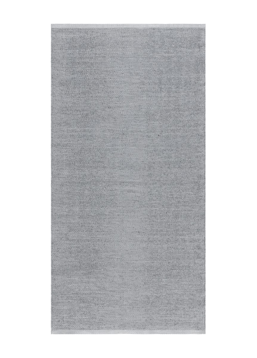 Handvävd grå plastmatta Mimmi Lai med vändbart mönster och mjuk tjocklek