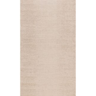 Handvävd plastmatta i linnefärg med vändbar design och bomullsvarp