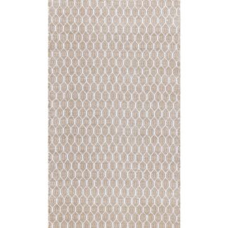 Handvävd linnefärgad gångmatta Mimmi med vändbart mönster och mjuk PVC-bomullsväv