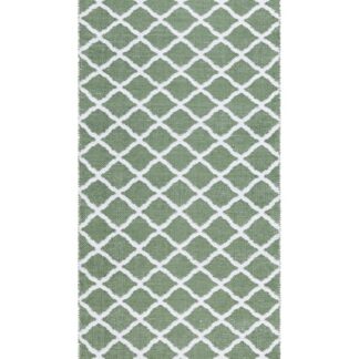 Grön handvävd plastmatta Mimmi Dalli med mjuk och tålig PVC-bomullskonstruktion