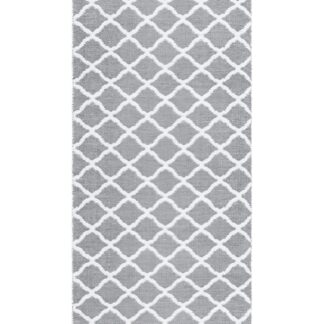 Handvävd grå gångmatta Mimmi Dalli i mjuk PVC med vändbar design