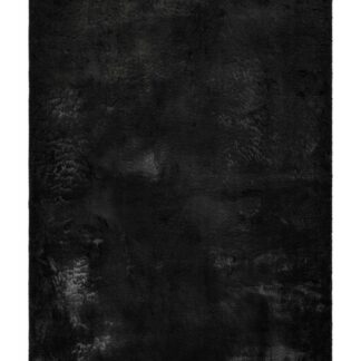 Mjukt svart långluggad pälsmatta i mikrofiber polyester för elegant inredning