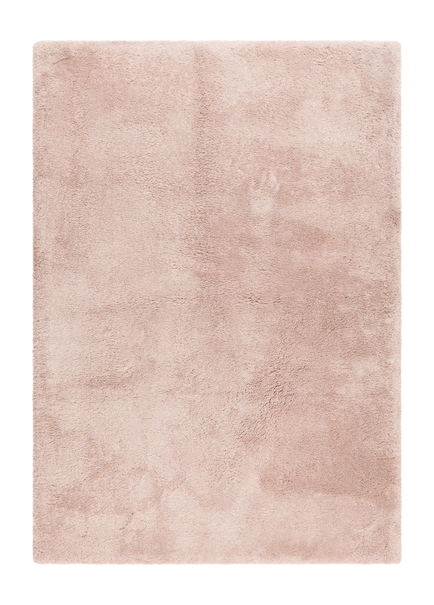 Mjuk ryamatta i gammalrosa med tjock lugg och elegant design för vardagsrum