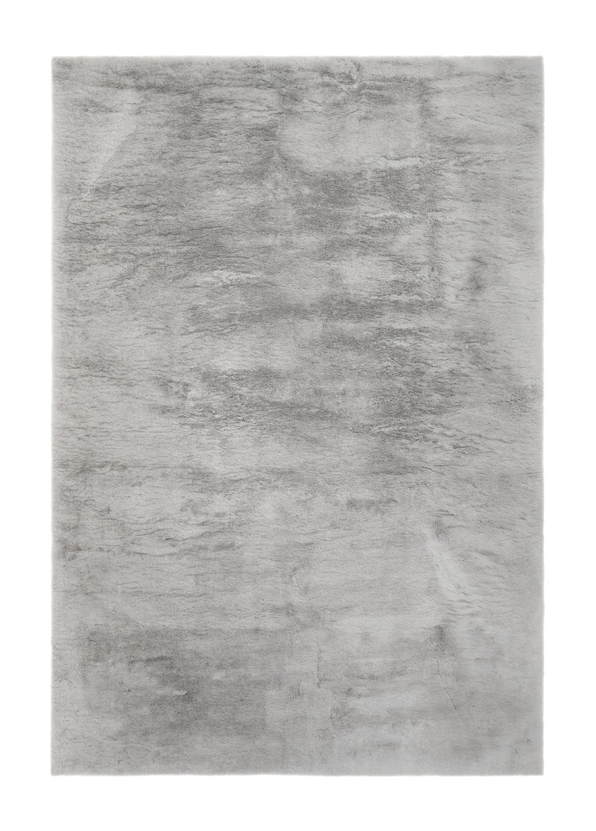 Grå mjuk päls-look matta Eiderelle med tjock lugg i modernt vardagsrum