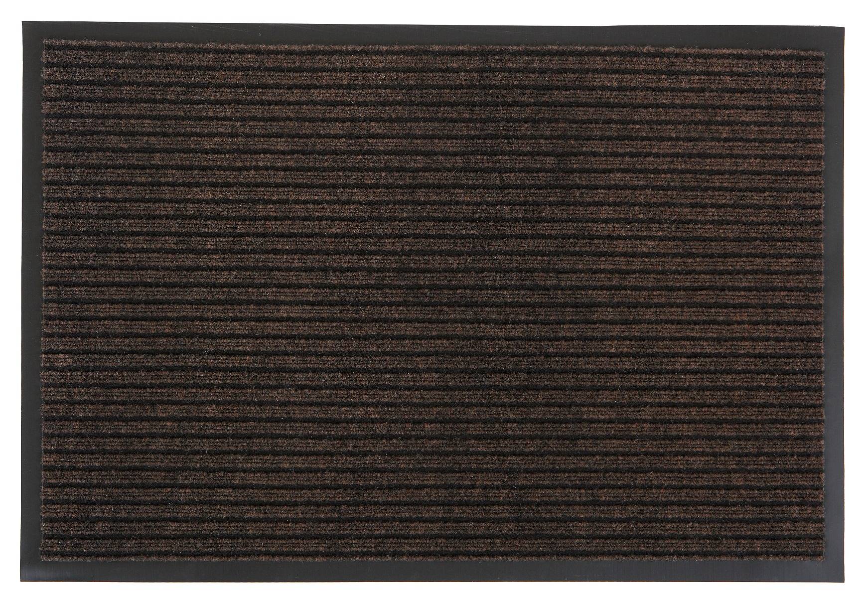 Brun Absorb 3-ribb dörrmatta i polypropylen med smutsfångande yta vid entrédörr