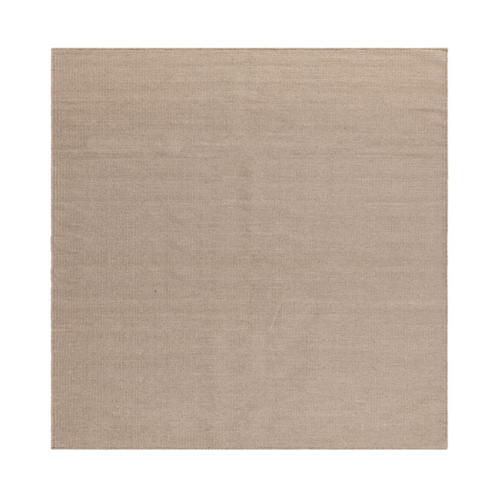 Kvadratisk handvävd ullmatta i mörklinnefärg med tät väv och mjuk textur