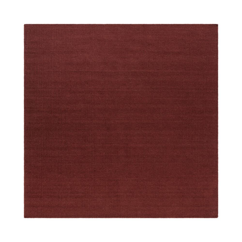 Marsala färgad kvadratisk handvävd ullmatta med tät struktur och mjuk känsla