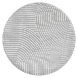 Rund grå Wiltonmatta i mjuk polyester och polypropylen, cirka 8 mm tjock, för vardagsrum eller sovrum