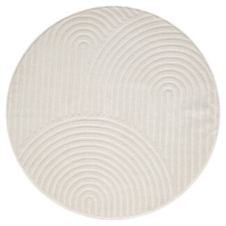 Rund offwhite Wiltonmatta Bella Zen i mjuk polyester och polypropylen med cirka 8 mm tjocklek