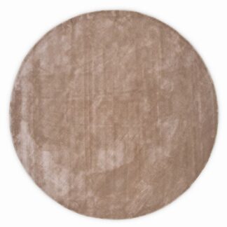 Rund beige matta i viskos och bomull med mjuk textur och elegant design